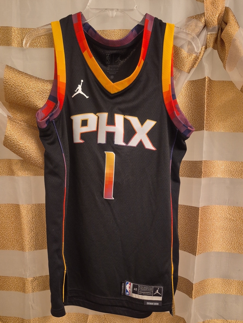 NBA Kids Black PHX #1 Jersey with Sunset Trim
